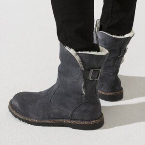Birkenstock Women's Uppsala Shearling Suede Leather in Graphite Gray